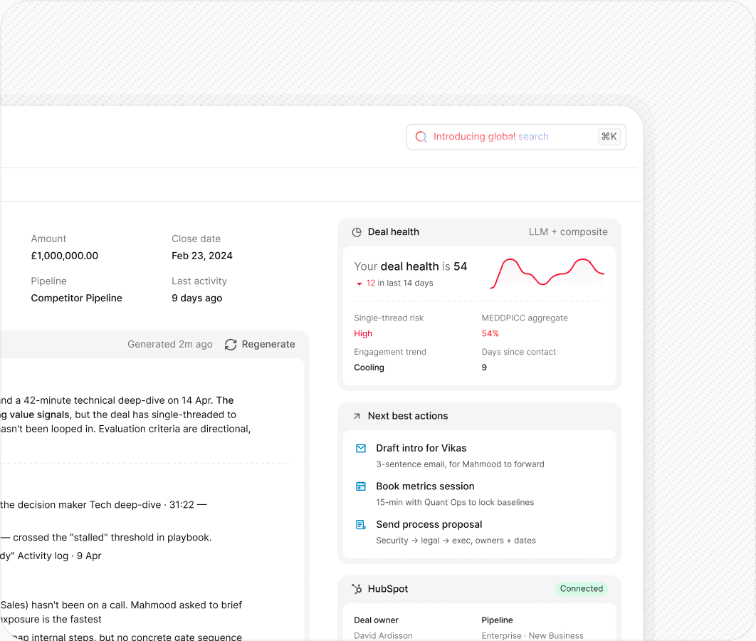 Deal risk, flagged before it costs you the deal